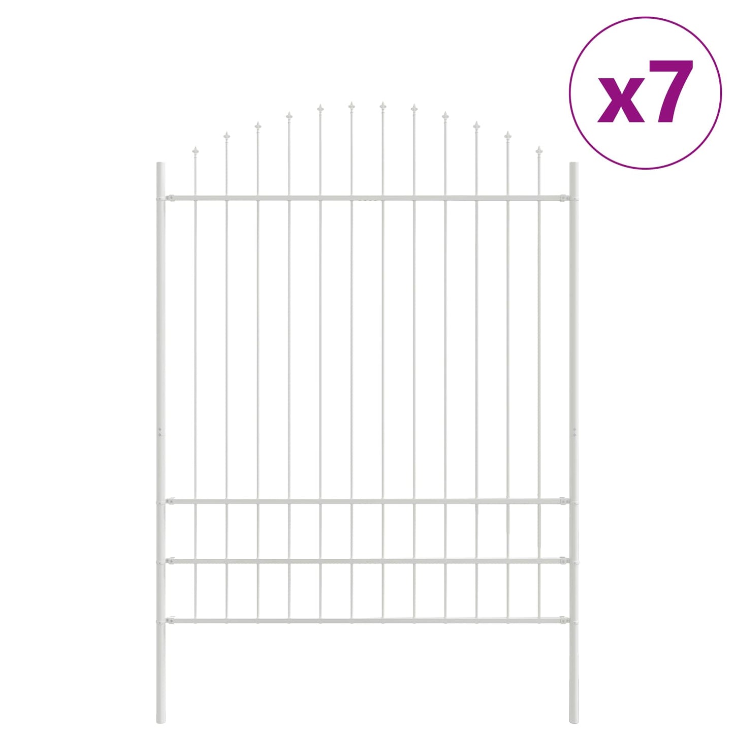 Gartenzaun 7 pcs Weiß 170 x 225 cm Pulverbeschichteter Stahl