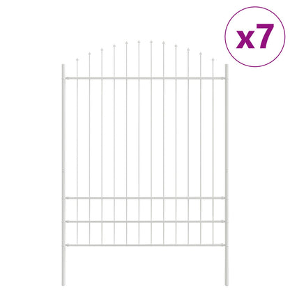 Gartenzaun 7 pcs Weiß 170 x 225 cm Pulverbeschichteter Stahl