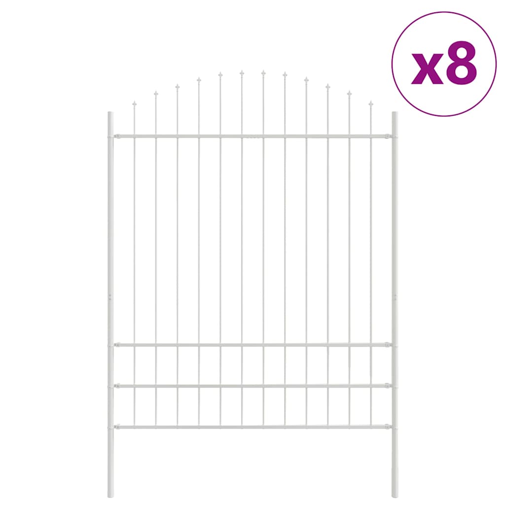 Gartenzaun 8 pcs Weiß 170 x 225 cm Pulverbeschichteter Stahl