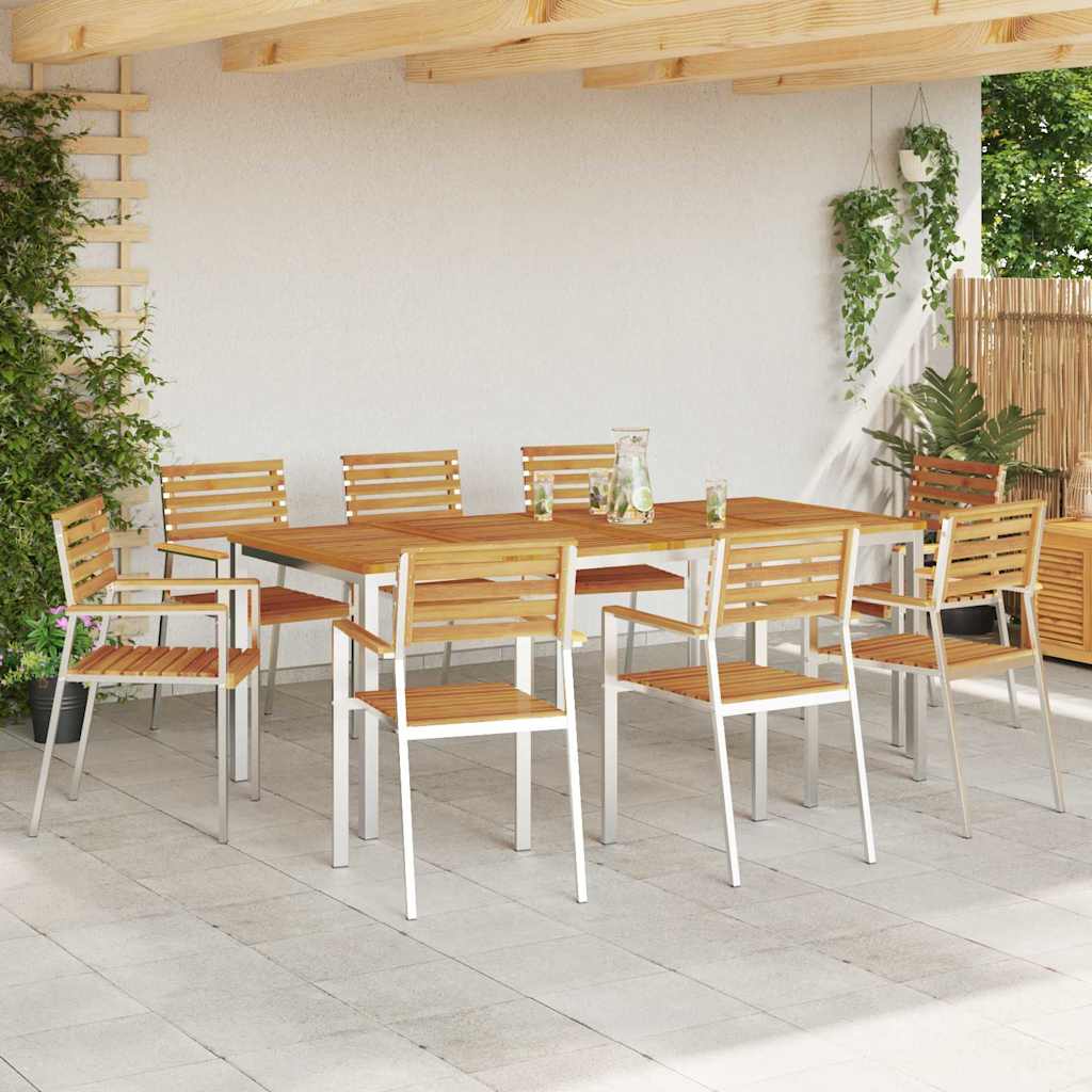 Garten Essgruppe 9 pcs Braun Massivholz Akazie