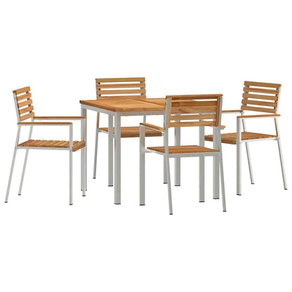 Garten Essgruppe 5 pcs Braun Massivholz Teak