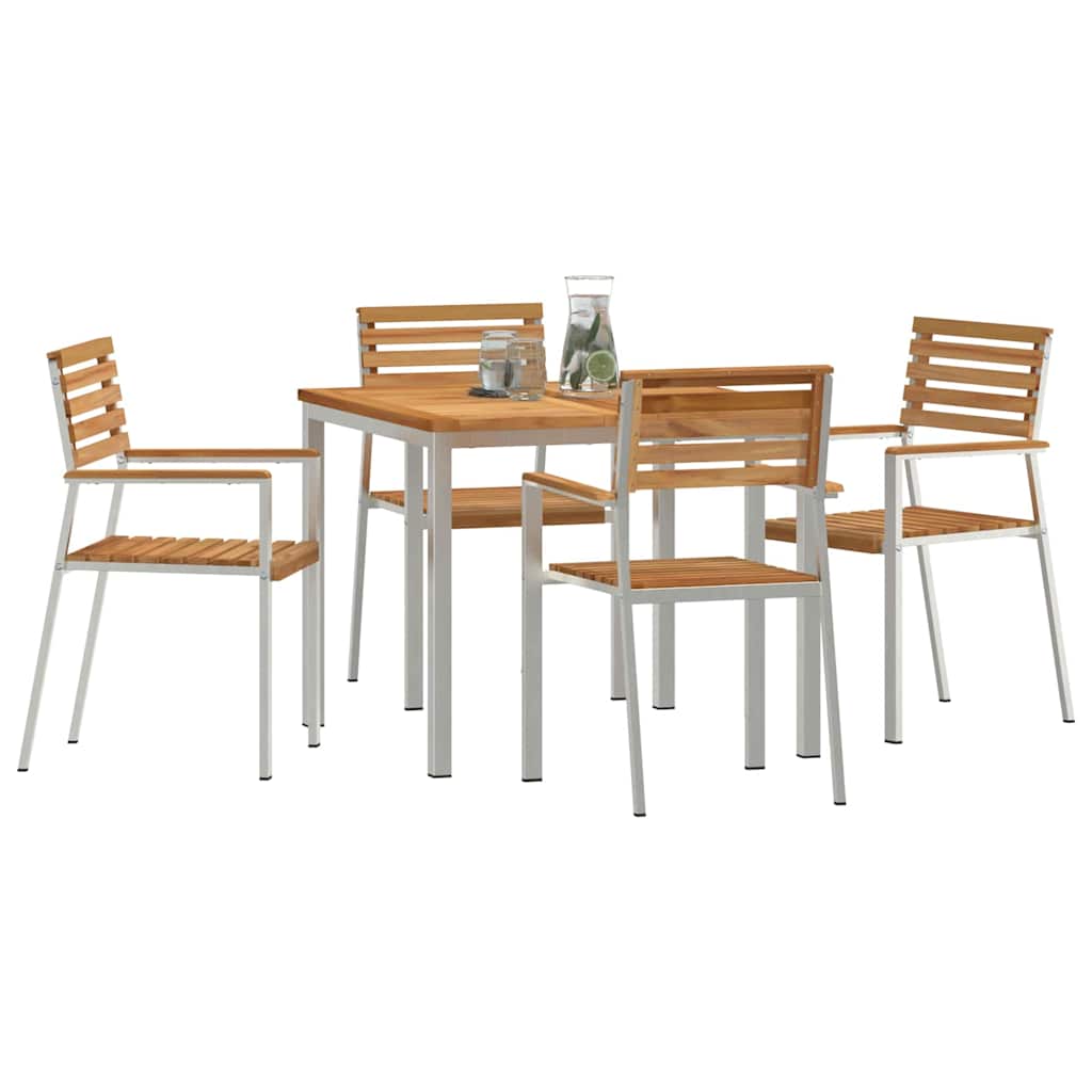 Garten Essgruppe 5 pcs Braun Massivholz Teak