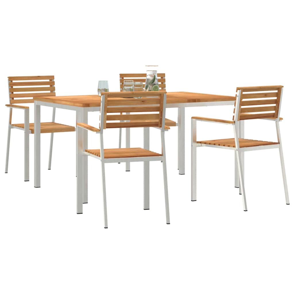 Garten Essgruppe 5 pcs Braun Massivholz Teak