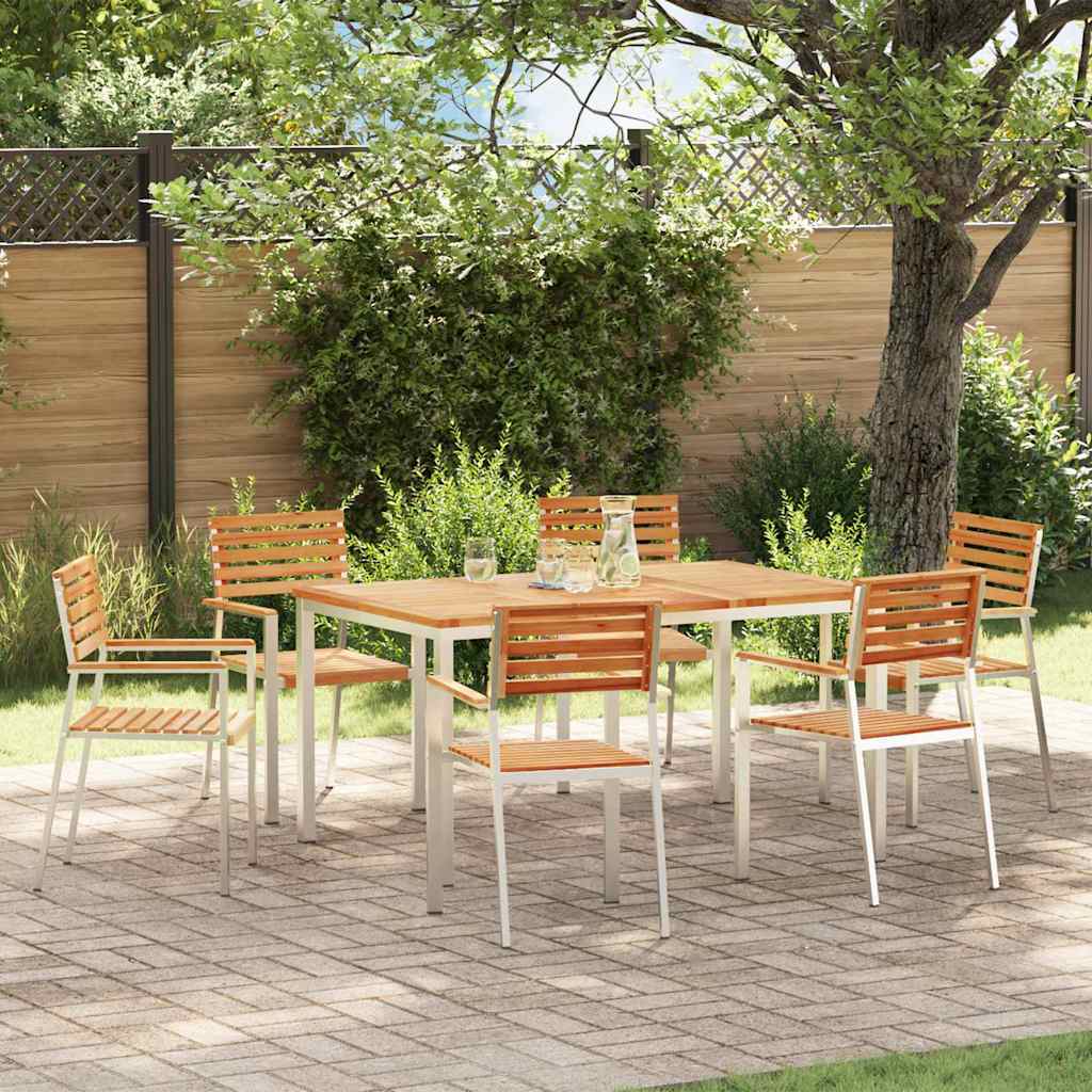Garten Essgruppe 7 pcs Braun Massivholz Teak