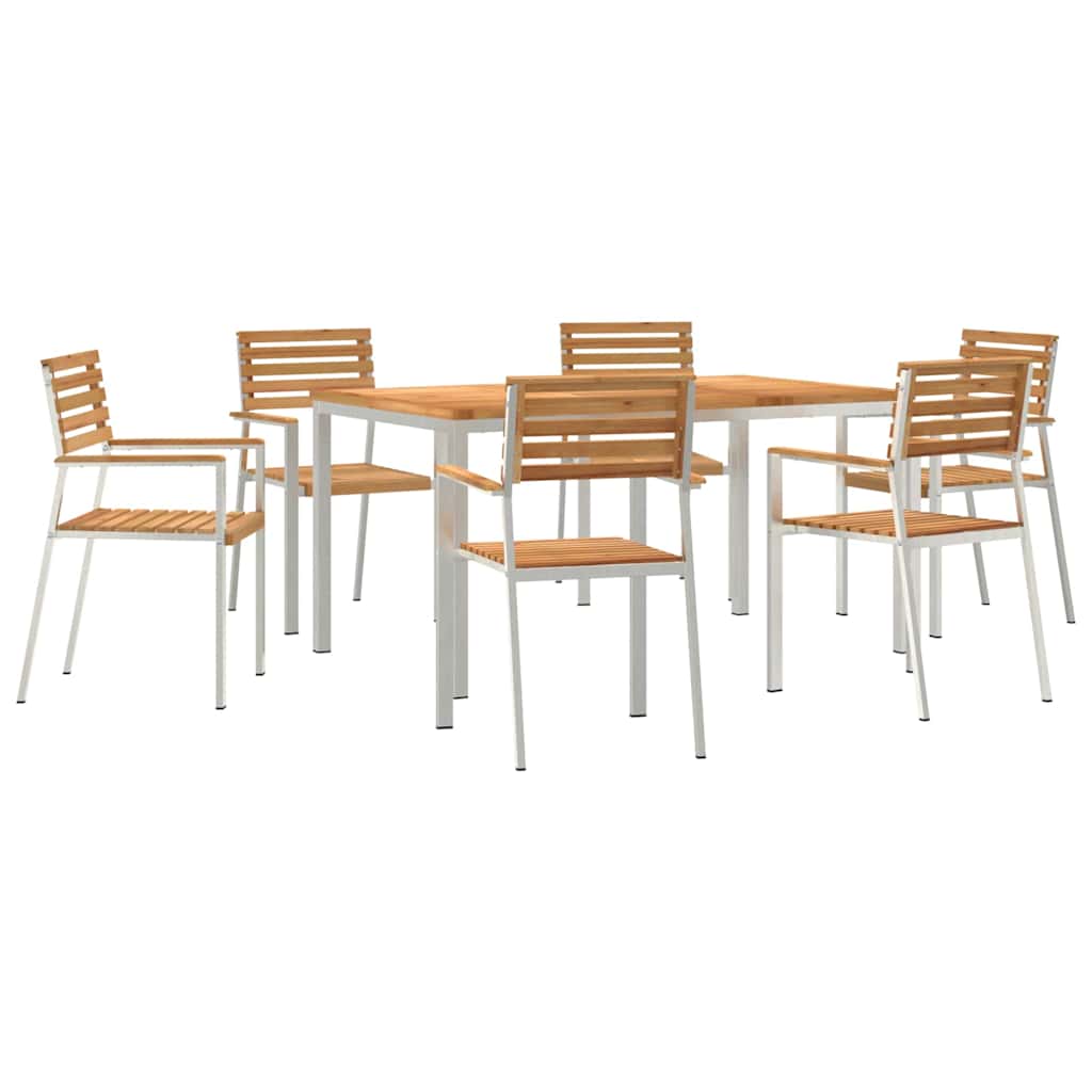 Garten Essgruppe 7 pcs Braun Massivholz Teak