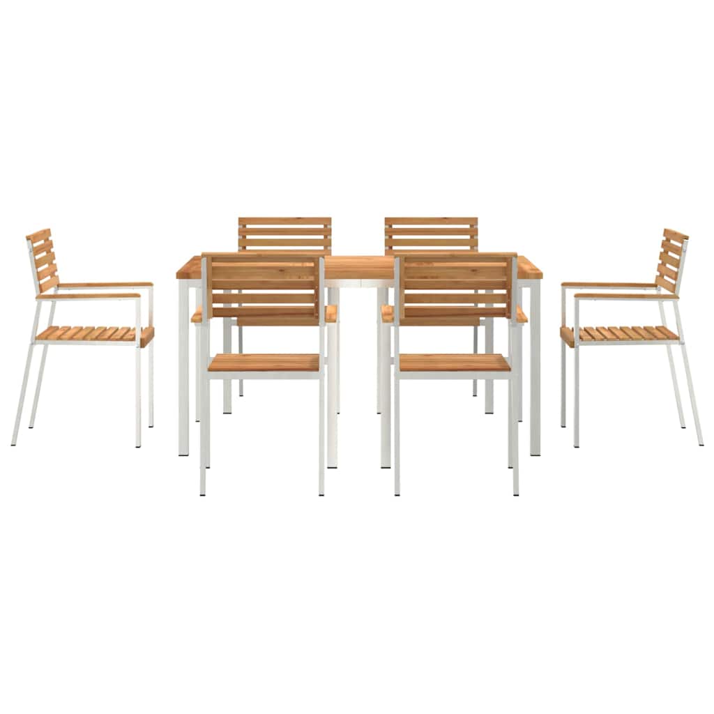 Garten Essgruppe 7 pcs Braun Massivholz Teak