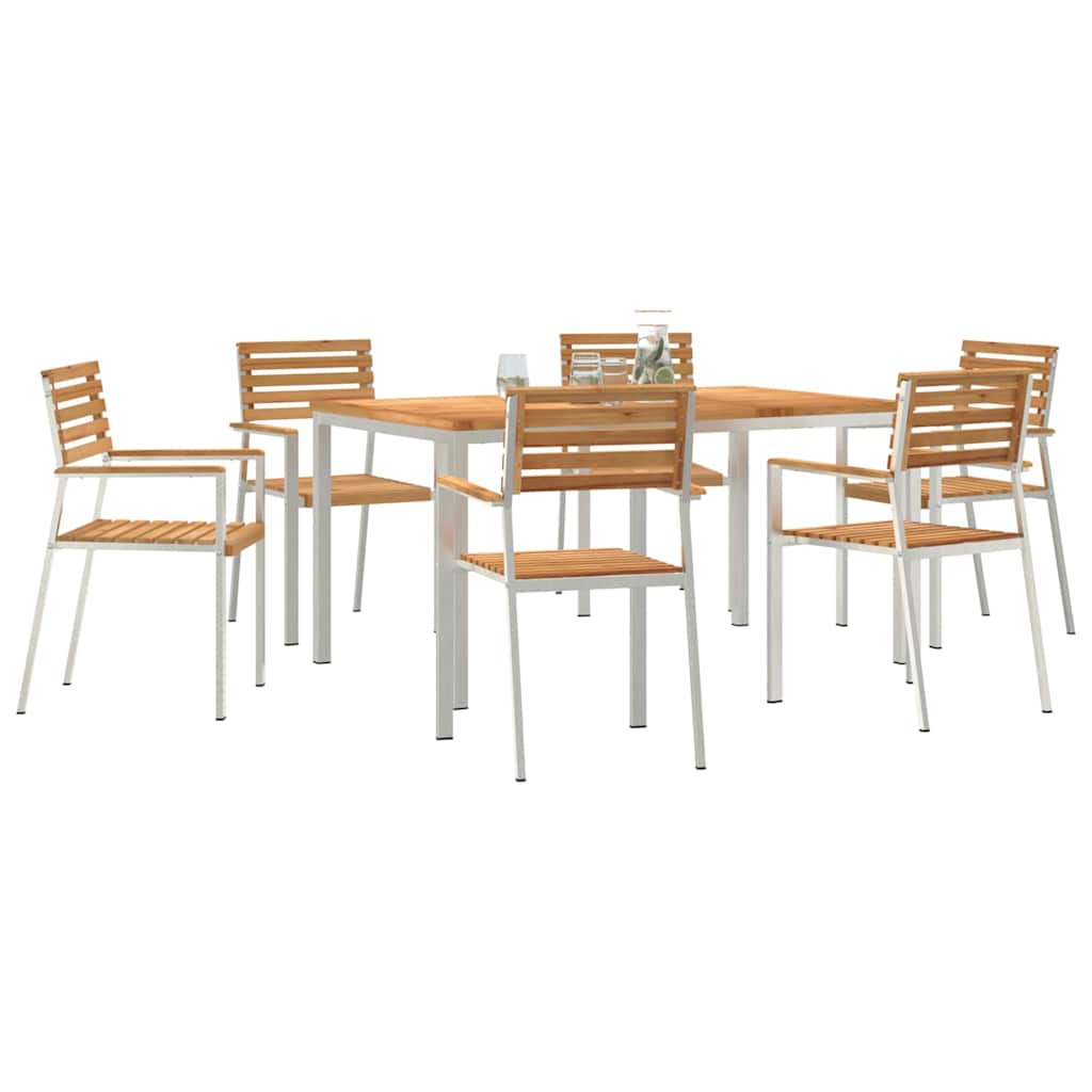 Garten Essgruppe 7 pcs Braun Massivholz Teak