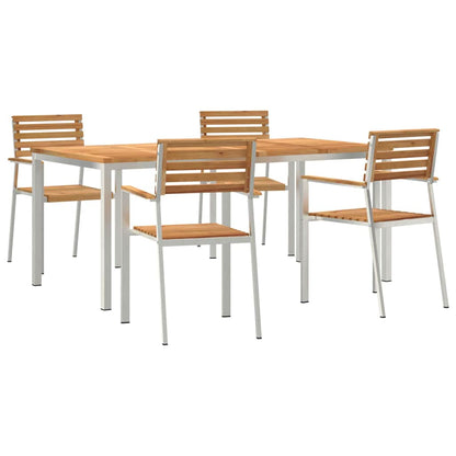 Garten Essgruppe 5 pcs Braun Massivholz Teak