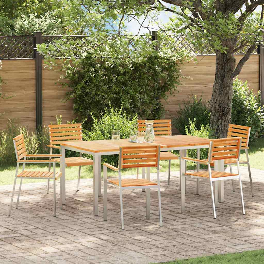 Garten Essgruppe 7 pcs Braun Massivholz Teak