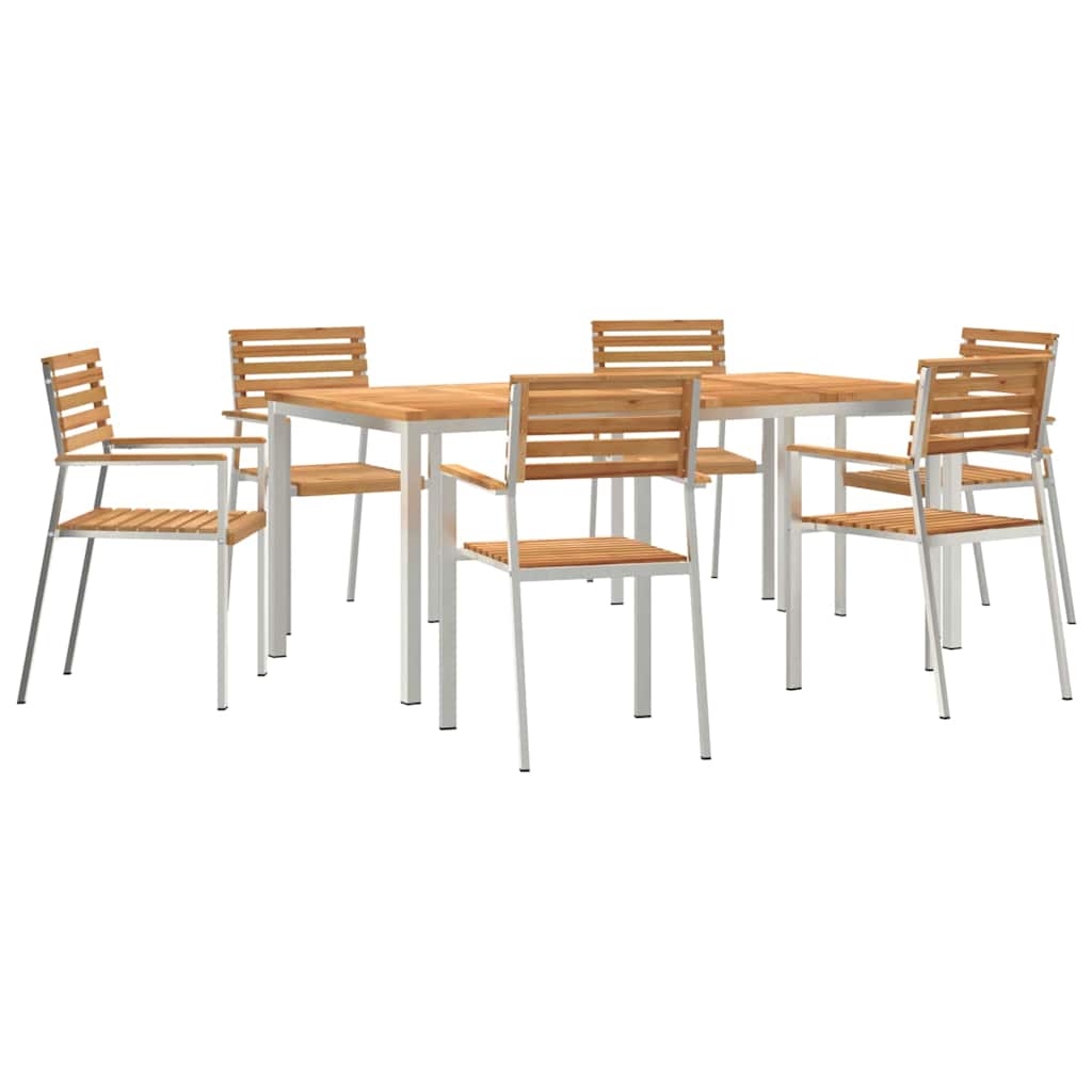 Garten Essgruppe 7 pcs Braun Massivholz Teak