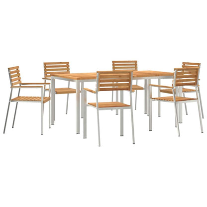 Garten Essgruppe 7 pcs Braun Massivholz Teak