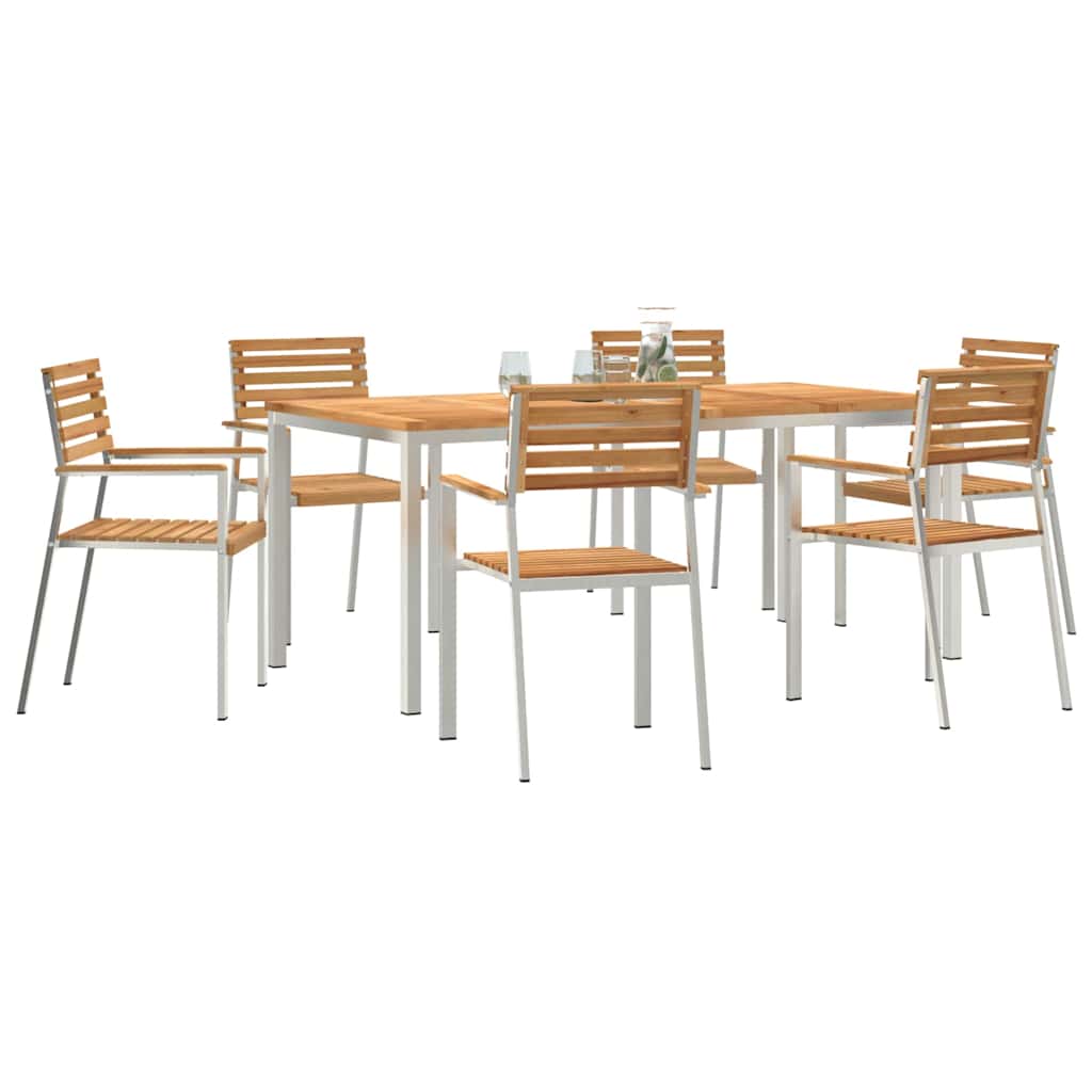 Garten Essgruppe 7 pcs Braun Massivholz Teak