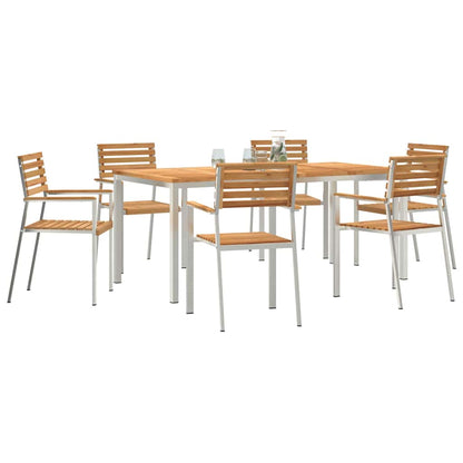 Garten Essgruppe 7 pcs Braun Massivholz Teak