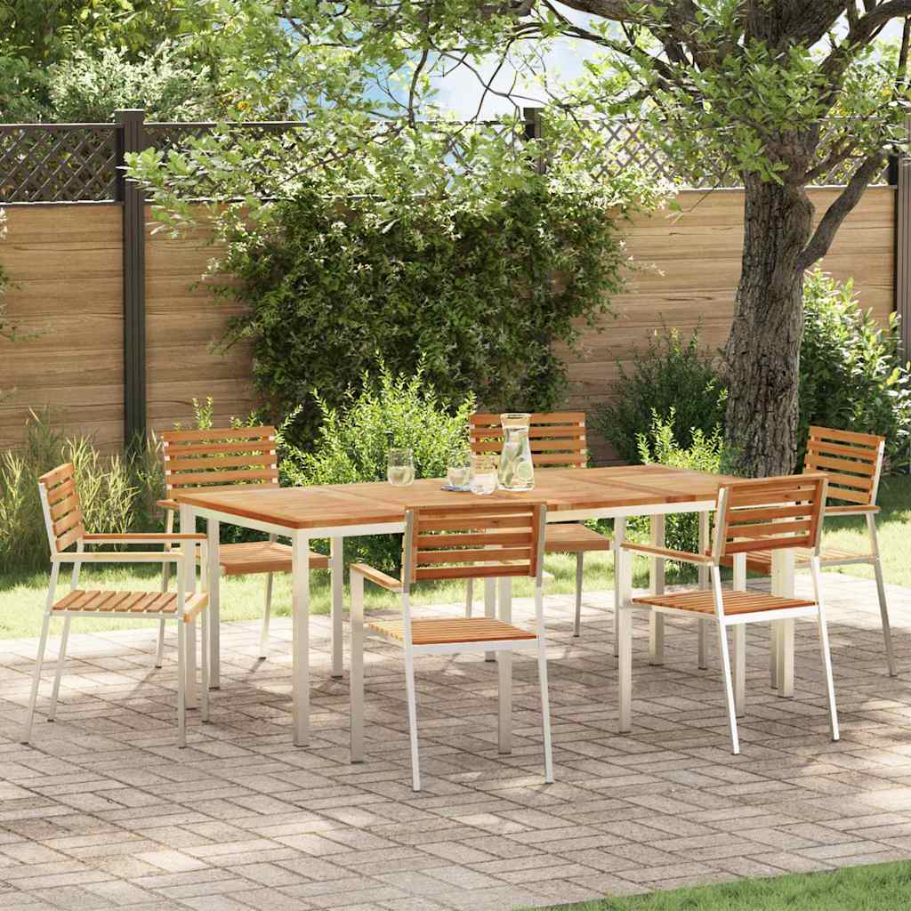 Garten Essgruppe 7 pcs Braun Massivholz Teak