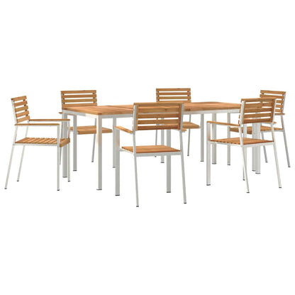 Garten Essgruppe 7 pcs Braun Massivholz Teak