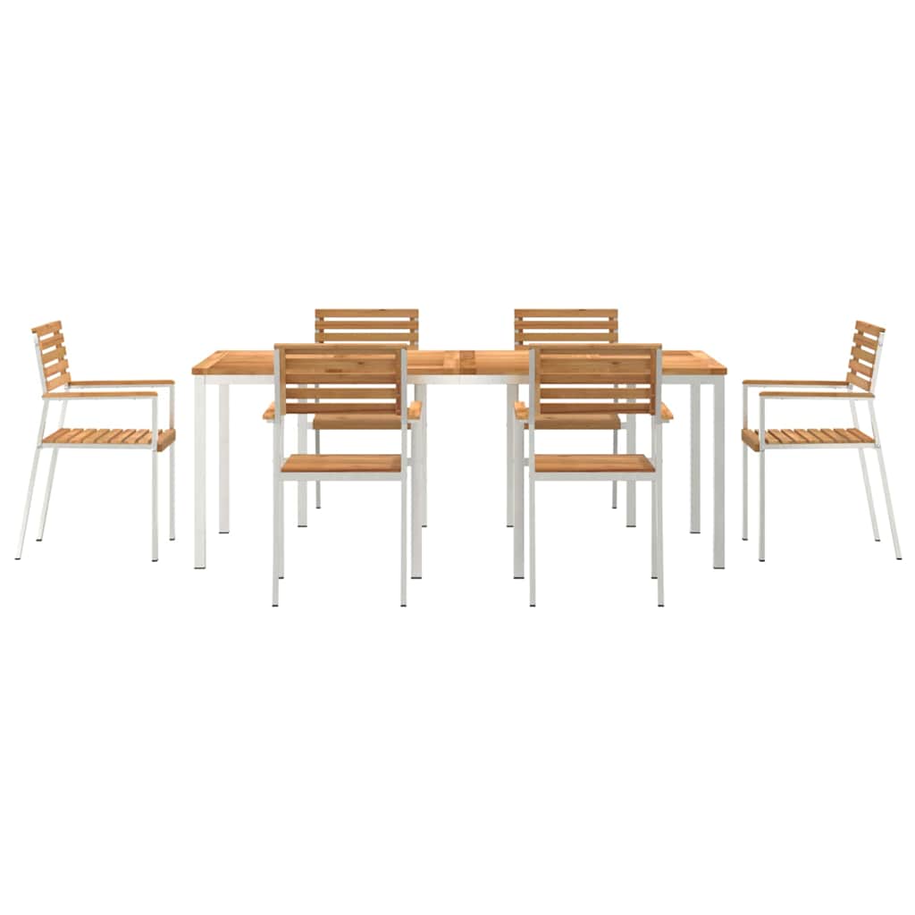 Garten Essgruppe 7 pcs Braun Massivholz Teak