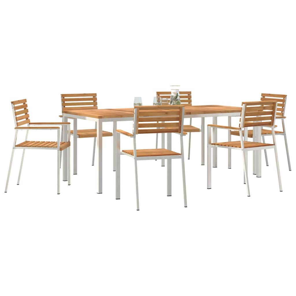 Garten Essgruppe 7 pcs Braun Massivholz Teak