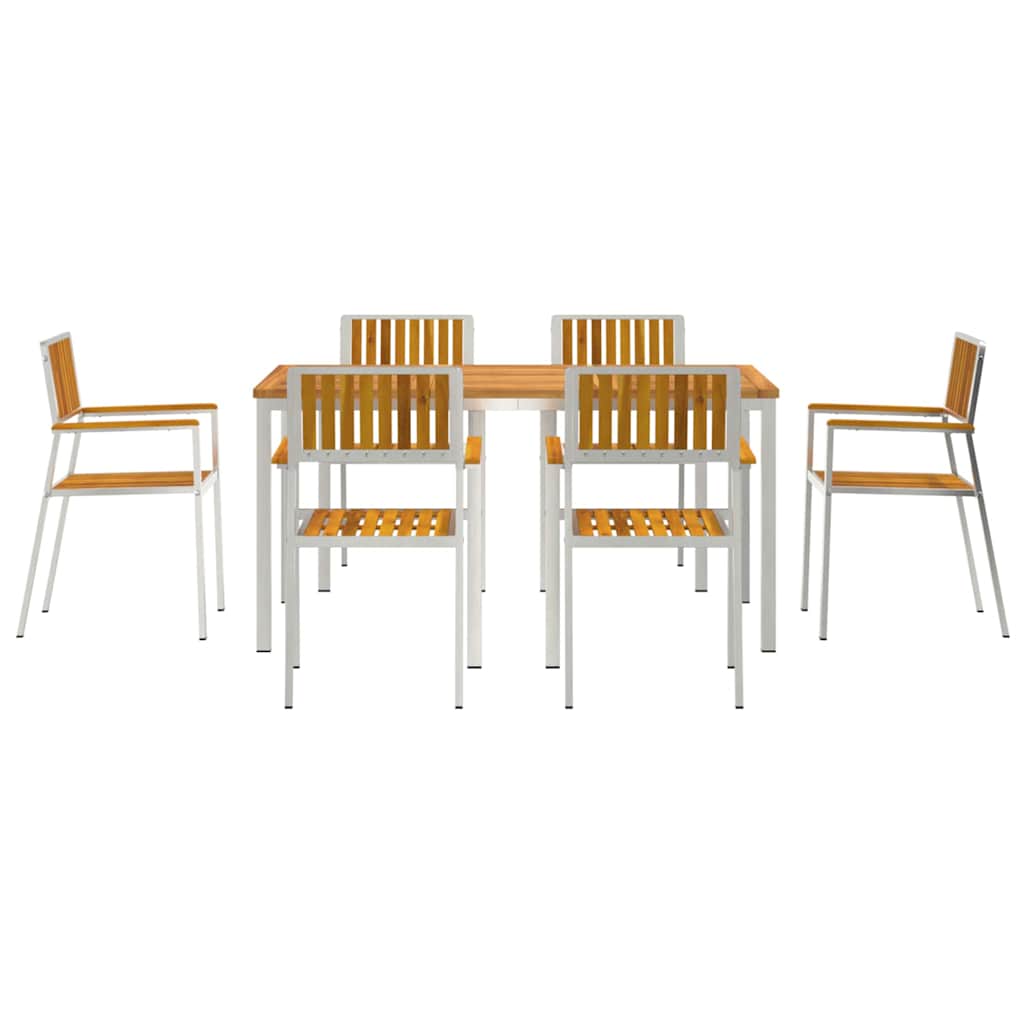 vidaXL Outdoortisch-Set 7 pcs Braun Massivholz Akazie