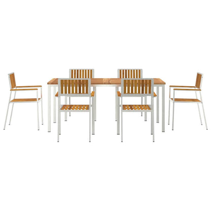 vidaXL Outdoortisch-Set 7 pcs Braun Massivholz Akazie
