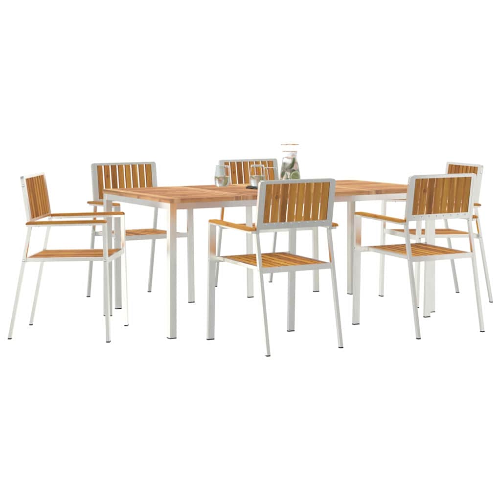 vidaXL Outdoortisch-Set 7 pcs Braun Massivholz Akazie