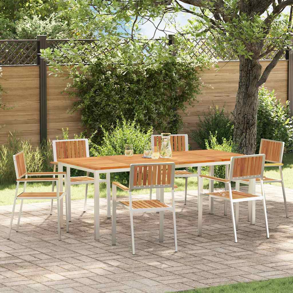 Outdoortisch-Set 7 pcs Braun Massivholz Akazie