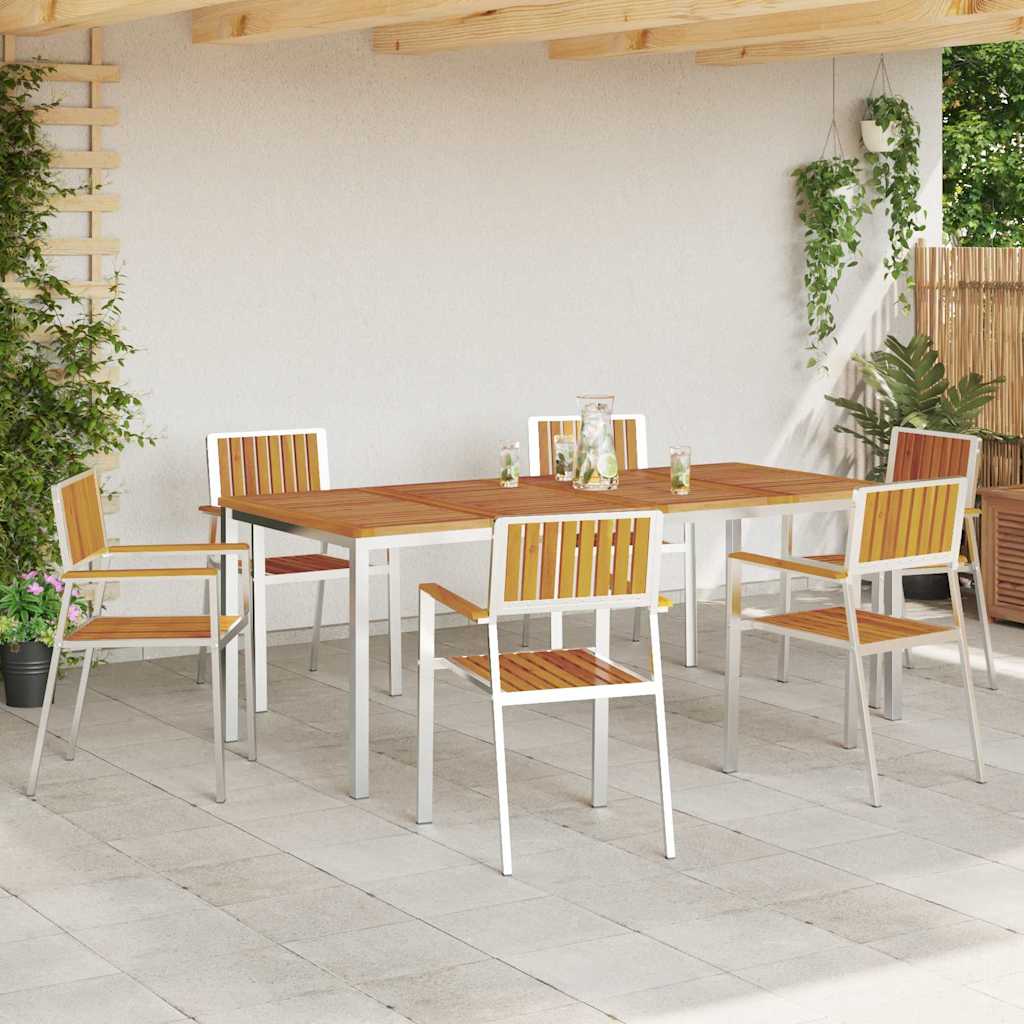 Outdoortisch-Set 7 pcs Braun Massivholz Akazie