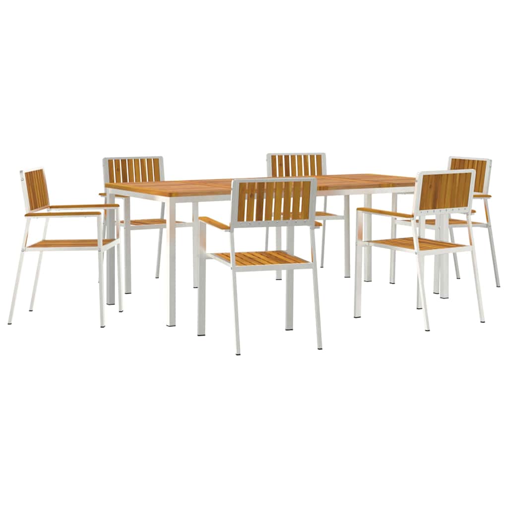 Outdoortisch-Set 7 pcs Braun Massivholz Akazie