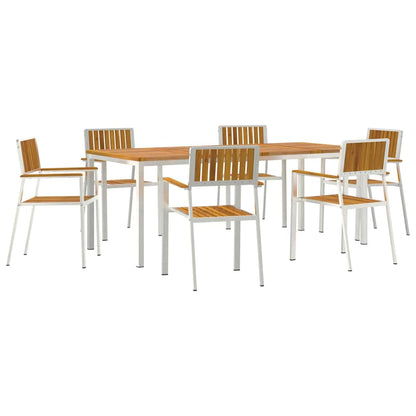 Outdoortisch-Set 7 pcs Braun Massivholz Akazie