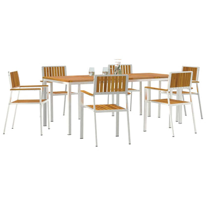 Outdoortisch-Set 7 pcs Braun Massivholz Akazie