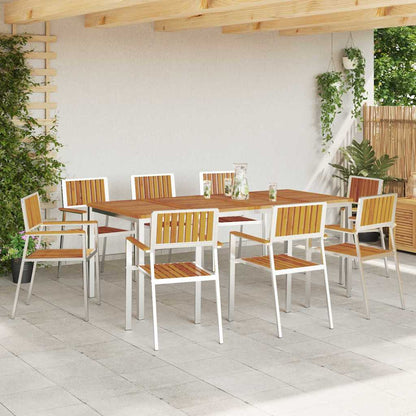 vidaXL Outdoortisch-Set 9 pcs Braun Massivholz Akazie