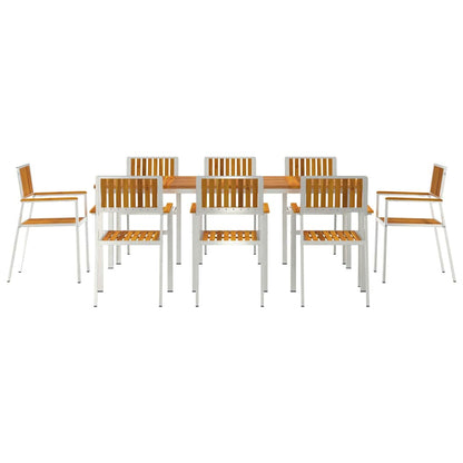 vidaXL Outdoortisch-Set 9 pcs Braun Massivholz Akazie