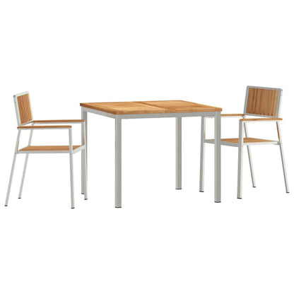 Outdoortisch-Set 3 pcs Braun Massivholz Teak