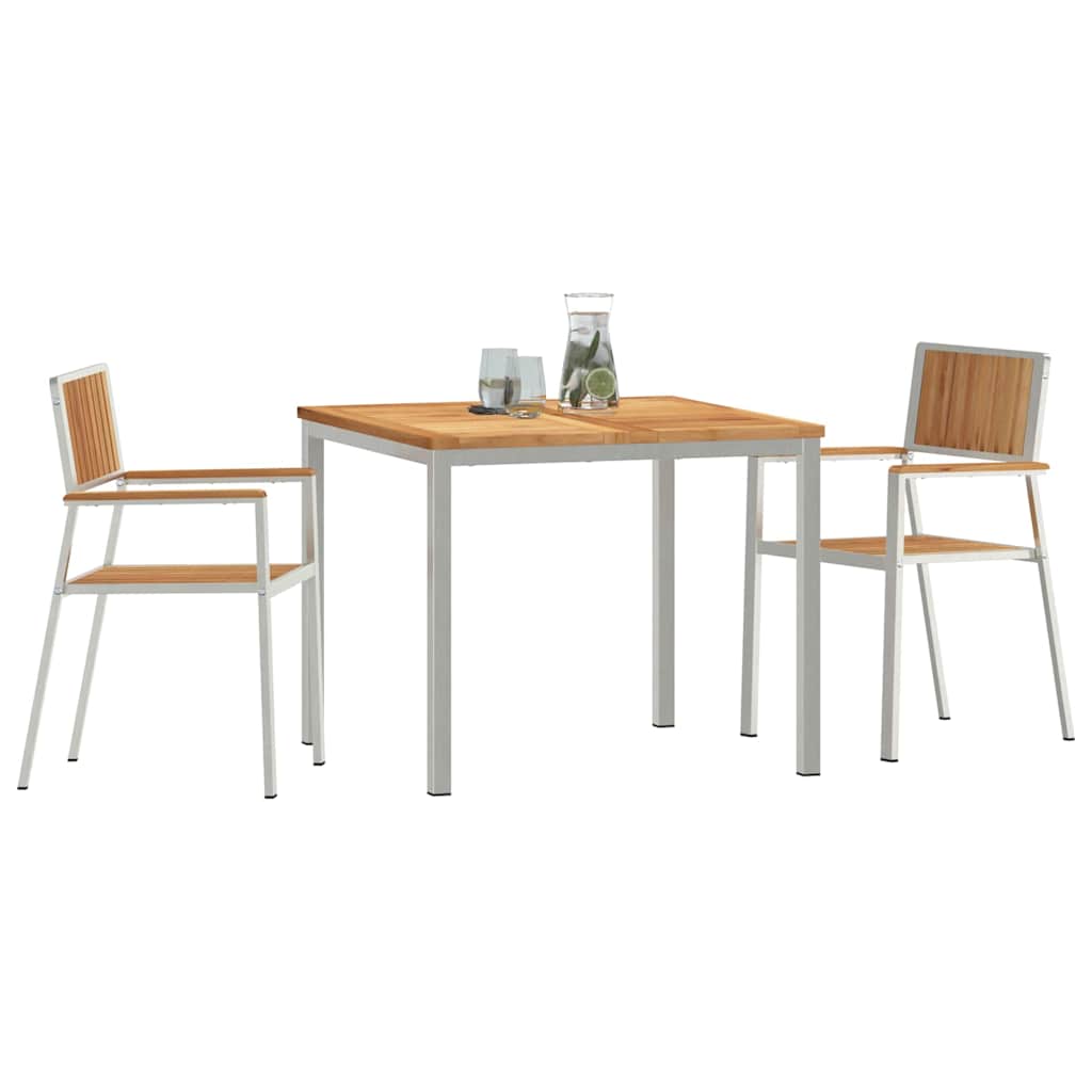 Outdoortisch-Set 3 pcs Braun Massivholz Teak