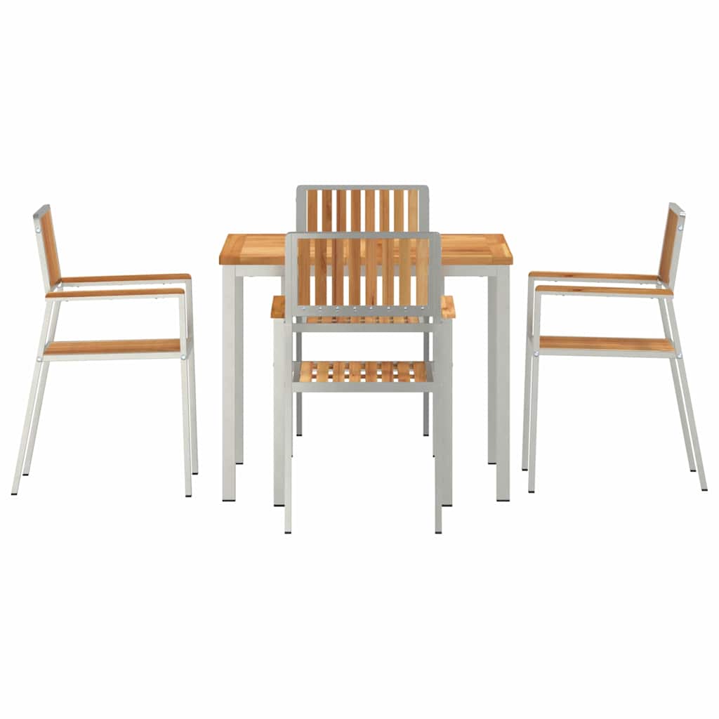 vidaXL Outdoortisch-Set 5 pcs Braun Massivholz Teak