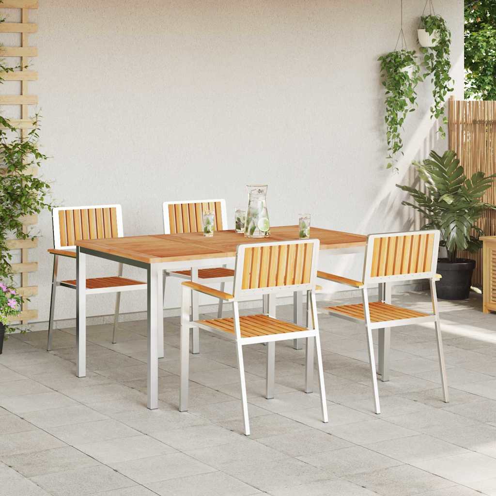 vidaXL Outdoortisch-Set 5 pcs Braun Massivholz Teak