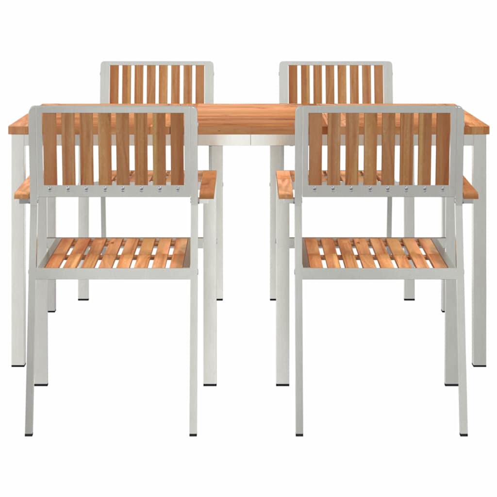 vidaXL Outdoortisch-Set 5 pcs Braun Massivholz Teak