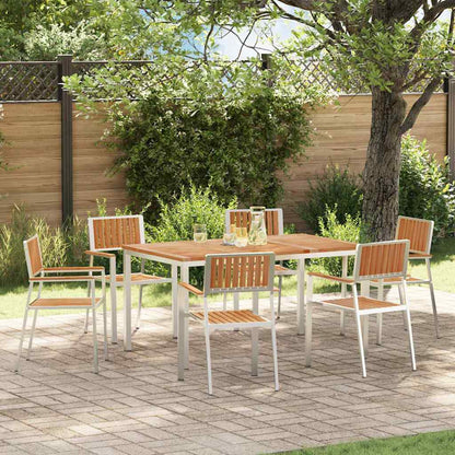 Outdoortisch-Set 7 pcs Braun Massivholz Teak