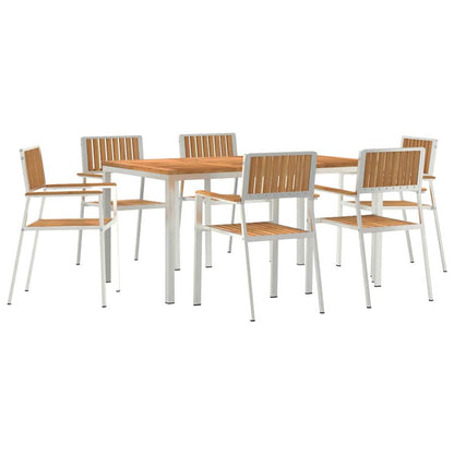 Outdoortisch-Set 7 pcs Braun Massivholz Teak