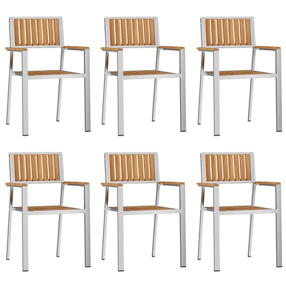 Outdoortisch-Set 7 pcs Braun Massivholz Teak