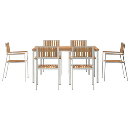 Outdoortisch-Set 7 pcs Braun Massivholz Teak