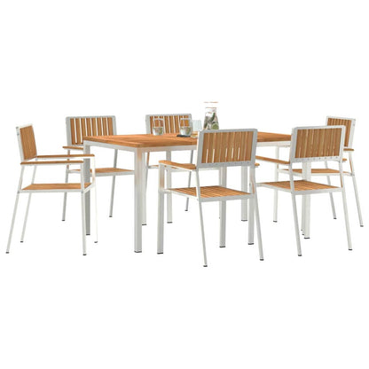Outdoortisch-Set 7 pcs Braun Massivholz Teak