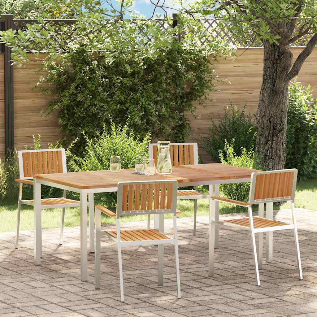 Outdoortisch-Set 5 pcs Braun Massivholz Teak