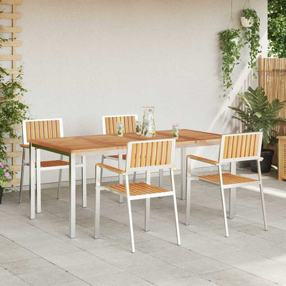 Outdoortisch-Set 5 pcs Braun Massivholz Teak