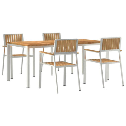 Outdoortisch-Set 5 pcs Braun Massivholz Teak