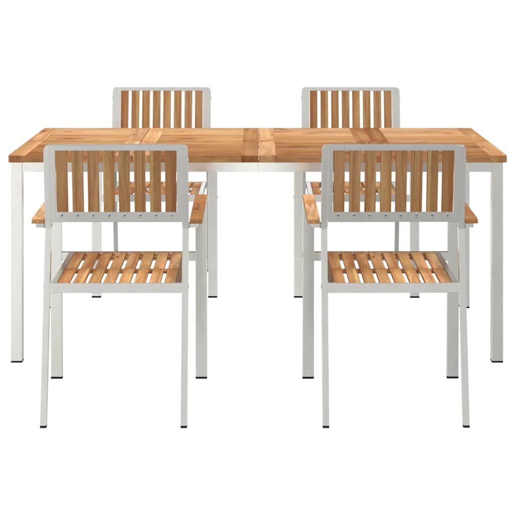 Outdoortisch-Set 5 pcs Braun Massivholz Teak
