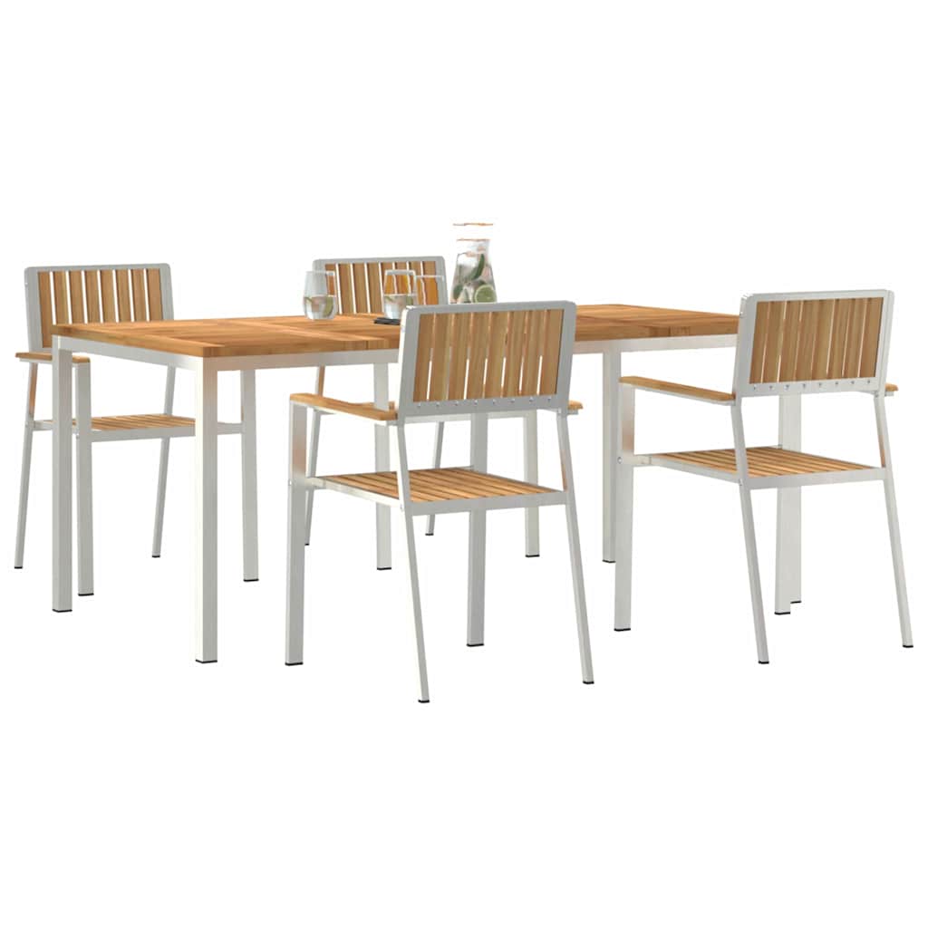 Outdoortisch-Set 5 pcs Braun Massivholz Teak