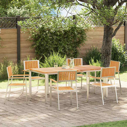 vidaXL Outdoortisch-Set 7 pcs Braun Massivholz Teak