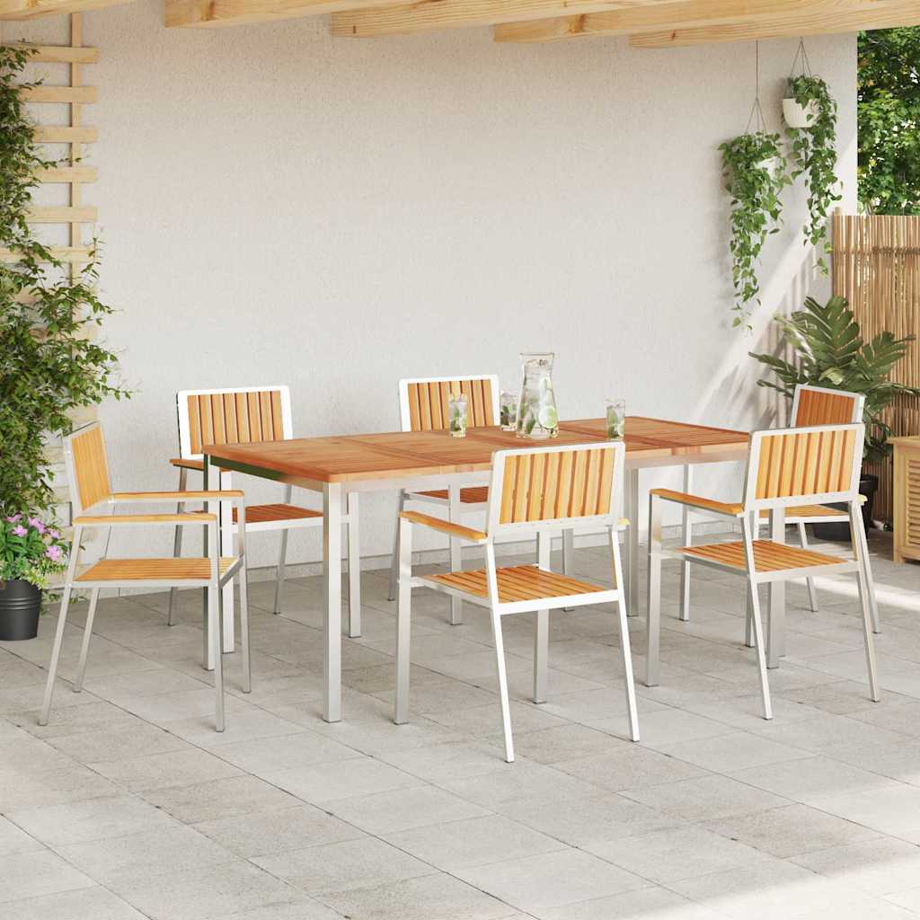 vidaXL Outdoortisch-Set 7 pcs Braun Massivholz Teak