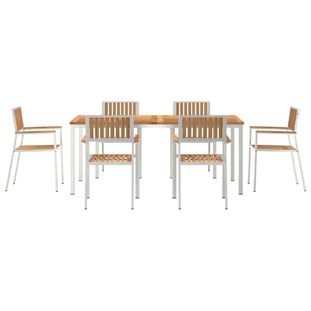 vidaXL Outdoortisch-Set 7 pcs Braun Massivholz Teak
