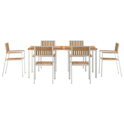 vidaXL Outdoortisch-Set 7 pcs Braun Massivholz Teak